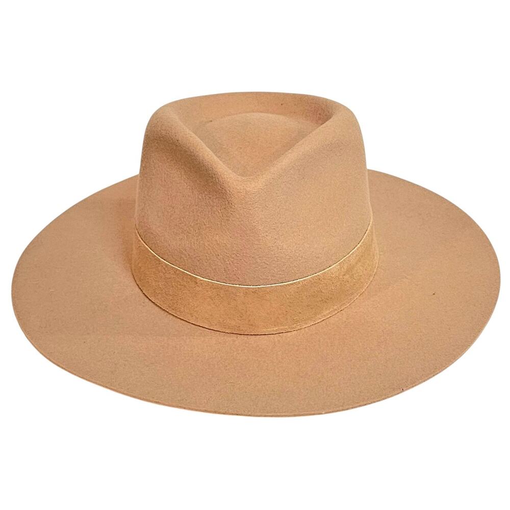Lack of Color The Mirage Fedora Hat in a tan color with a tonal suede band